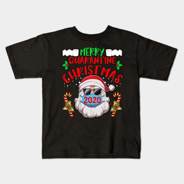 Merry Christmas Santa wears mask 2020 Kids T-Shirt by TeesCircle